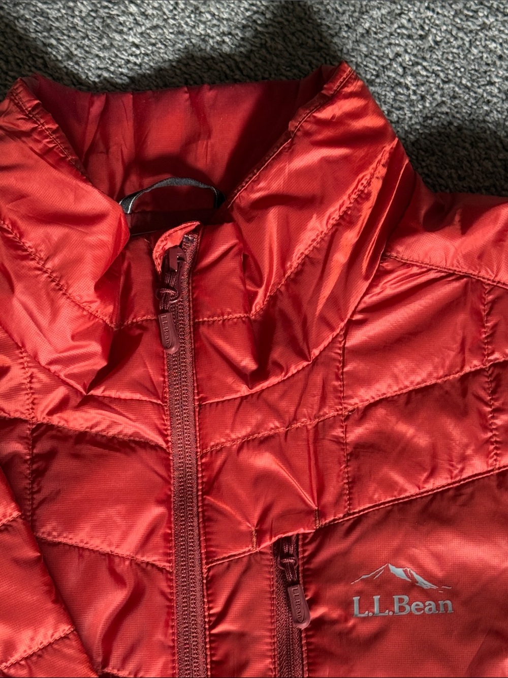 L.L. Bean PrimaLoft Packaway Deep Orange Quilted Puffer Jacket #503391. Size L - Picture 2 of 11